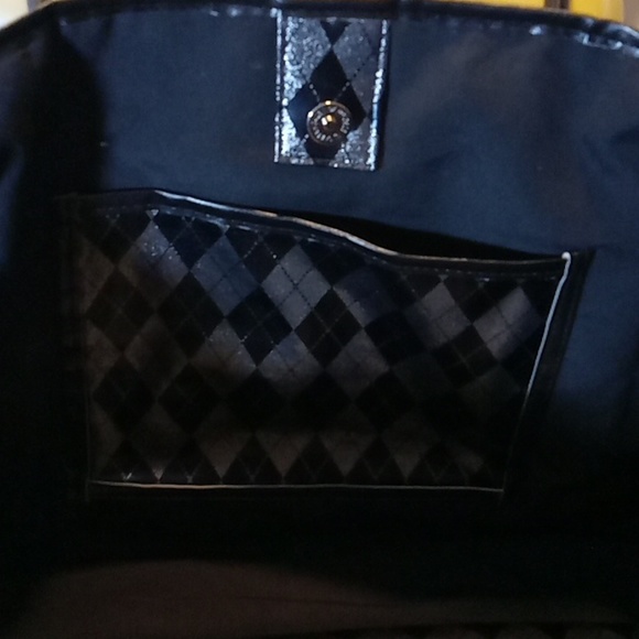 Glove It Large Tote Bag Metallic Silver Black Plaid - Picture 7 of 9